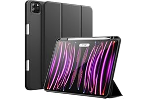 JETech Coque pour iPad Pro 11 Pouces (Modèle 2022/2021/2020) avec Porte-Stylet, Support la Charge de 2e Pencil, Étui Mince Tablette avec Dos en TPU, Réveil/Veille Automatique (Noir)