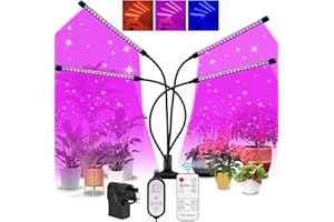 Brenth Grow Lights for Indoor Plants, 4 Arm Full Spectrum LED Grow Light with 10 Dimmable Levels, Auto ON & Off Timer 4/8/12H, 3 Modes & Remote Control, 80 LEDs Plant Grow Lights for Seedlings