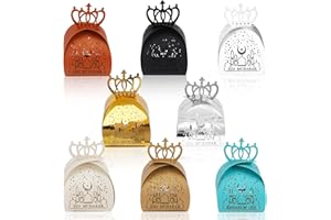 DPKOW Couronne Eid Mubarak Boîtes pour la Fête de l'Aïd, 8pcs Papier Cadeaux Boîtes Sacs Ramadan Mubarak Faveur Boîtes, Petites Bonbon Chocolat Boîtes pour Aid Mubarak Accueil Vacances Fournitures