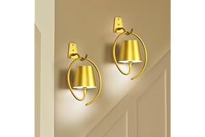 FAITHORSE Battery Operated Wall Lights, 2 Pack Rechargeable Wall Light Indoor with 3 Color Temperatures, Dimmable Wireless LED Wall Lamps IP54 Waterproof Wall Sconce Lights for Bedroom, Living Room(Champagne)