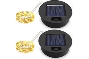 Akynite Solar Watering Can String Lights Replacement Top 8.44cm, 36 LED Fairy Light Waterproof for Watering Can, Solar Light Replacement Tops Outdoor Garden Accessories, Warm White 2pcs