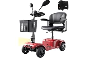 ‎VOCIC VOCIC Elektromobil Senioren 4 Räder Faltbar D42,20KM Reichweite Seniorenmobile Klappbar mit Pannensichere Reifen für All Gelände,250W Roller Mobilität mit Abdeckplane bis 136KG,5 Jahre Support, Rot