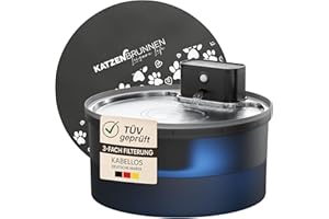 Leisure Life Fontanna dla kotów, bezprzewodowa, z umywalką ze stali nierdzewnej, 3,2 l, akumulator 4500 mAh, ultra cicha pompa z diodami LED, nie zawiera BPA (fontanna dla kotów ze stali nierdzewnej +