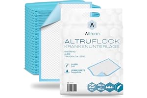 ALTRUAN Altruflock Premium Bettschutzunterlagen, Saugstark, Super Soft, Hypoallergen, Rundumschutz, Atmungsaktiv, Größe 60 x 90 cm, Auslaufschutz durch Rand, Komfort