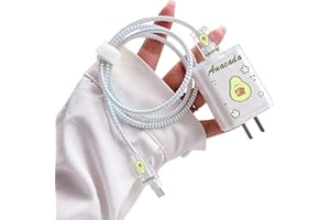 DiyGody Serie di Cavi di Protezione per Frutta Carina, Protezione Linea Dati Impedisce la Rottura del Cavo Custodia Protettiva, Protezione Cavo per iPhone Caricabatterie - Avocado