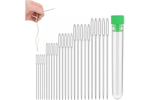 LIAMGUS 25 pcs Big Eye Hand Sewing, 5 Sizes Sewing Needles, Needles for Sewing, Large Eye Sewing Needles, Large Sewing Needles, for mesh, Denim, Silk, Canvas, Cotton, etc.