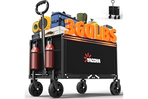 GT GETCO TECH 3 in 1 Bollerwagen Faltbar, 360 Lbs Leichter Bollerwagen Mit All-Terrain-Rädern, Handwagen Für Lebensmittel, Camping, Strand, Garten Und Sport schwarz