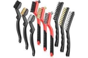 XOCOME Spazzola in filo, spazzole in filo per la pulizia di piccole parti dettagliate, spazzole in ottone rame/acciaio inossidabile/setole in nylon per metallo, legno, stufa, lavandino, ruggine e scorie di