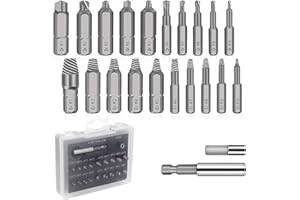 FUNNYTEK 22 estrattori per viti danneggiate, strumento di rimozione viti per rimuovere bulloni rotti con brunitura separata e supporto magnetico per punte danneggiate o bulloni 2-12 mm SE22