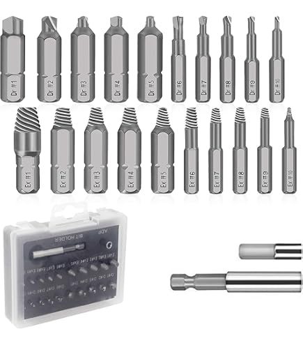 Extractor De Tornillos Pelados Y Oxidados Juego De 25 Extractores De Tornillos Profesionales, Izquierdos, Para Remover Pernos Y Tornillos Rotos O Dañados - Acero De Alta Resistencia Extractor De Baño