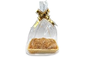 GADNOZEL 35 X 25 CM Gift Basket Kit with 1 x Hamper Basket, 2 x Bows, 2 x Cellophane Bags and 1 x Shredded Paper for Christmas, Birthday, Wedding, Easter Gift