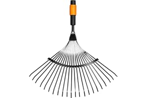 Fiskars Fächerbesen, Werkzeugkopf, Mit 20 Zinken, Breite: 56 cm, Stahl-Zinken, Schwarz/Orange, QuikFit, 1000644