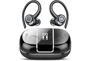 Csasan Ecouteurs Bluetooth sans Fil Sport, 48H Écouteurs Bluetooth 5.3 avec CVC8.0 Antibruit, IP7 Étanche Oreillette Bluetooth Contrôle Tactile, Écran LED Casque Bluetooth pour Running/Gym/iOS/Android