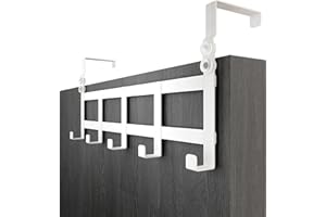 Menz Over Door Hanger – White Coat Hanger for Door Depth 4.1 cm (1.6") & 4.6 cm (1.8"), Coat Hooks – Sturdy Hangers for Clothes Türhakenleiste Budget Weiß austauschbar 41_46mm UK