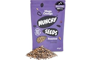 MUNCHY SEEDS Mega Omega, 7-Seed Mix with Sunflower, Pumpkin, and Hemp, Protein Snack, Plant-Based Fibre & Vitamin E, Gluten & Wheat Free, Vegan Snacks for Kids & Adults -Mega Pack, 450g