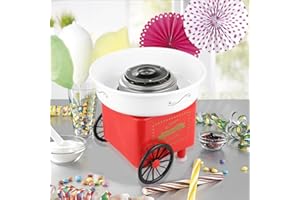 XDAILUYYDS Machine Barbe à Papa, Machine Sucre Candy pour Maison et Fete Foraine Anniversaire Enfant, Cotton Candy avec 10 Bâtonnets et Cuillère (B-Rouge)