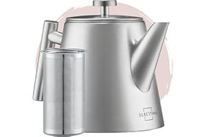 SILBERTHAL Tetera infusiones 1L - Mantiene el té caliente - Tetera acero inoxidable con filtro - Doble pared aislante