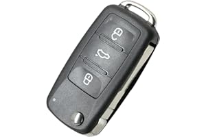 leruiyezs Llave de Coche 3 Botones Compatible con VW Polo Golf Passat Jetta Beetle Touran Tiguan Sharan Caddy Skoda Fabia Seat Ibiza Leon Altea Carcasa Mando Llave sin electrónica ni Logo