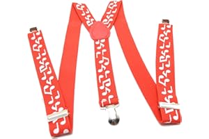 Aries Boutique (ROJO) Tirantes musicales, Accesorios para disfraces, Tirantes elásticos, Diseño de notas musicales rojo, Unisex universal.