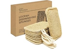 Joeji's Kitchen Esponja Natural lavavajillas Natural (Paquete de 8) | Estropajo ecologico, Libre de plástico y Biodegradable - Esponja Natural de Cocina Reutilizable, Estropajo Cocina