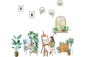 Honatrv Pegatinas Pared Decorativas, Pegatinas de Pared Hoja Planta Tropical, Pegatinas de Pared Planta Tropicales Vinilos Para Arte de Bricolaje Hogar Pegatina Mural