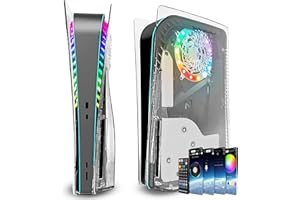 FORMLESSEMPIRE Faceplate for PS5 Side Shell Plates PlayStation 5 Digital Edition Console Replacement Accessory Case Cover Black Plate Anti-Scratch Dust Cover Skin Protector (Transparent with LEDs)