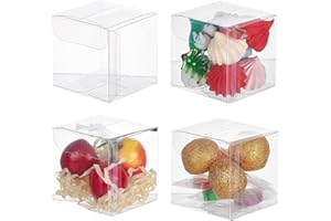 BENECREAT 60 Pack Caja Plegable Cajita Plástica Envase Transparente con película en la superficie de Regalo Contenedor de Dulce Chocolate para Boda Fiesta Cumpleaños 5x5x5cm