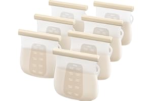 Jelly Ruru Sacchetti Latte Materno 7 Pezzi, 250 ml Contenitori Latte Materno, Bustine Latte Materno in Silicone Alimentare, Sacchetti Latte Materno Freezer Prova di Perdite