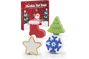 VIKKENT Badebomben Geschenkset, Weihnachten Badebomben, 4 Düfte & Formen Badekugeln, Badekugeln Weihnachtsbaum, Geschenke für Frauen & Kinder, Weihnachtsüberraschung, Geburtstagsgeschenk