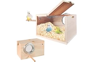 NEOGULY Parakeet Nesting Box, Transparent Bird Box Bird Nests for Cages Nest Box with Perch Wood Bird Cage House Nidos para Pajaros Periquitos for Cockatiel Lovebirds Budgie Finch Parrotlets Canary Conure