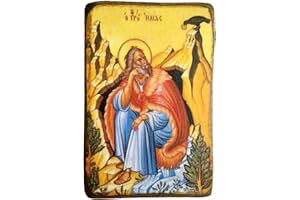 ICONSGR Icono de madera griego cristiano ortodoxo de San Elías / A0