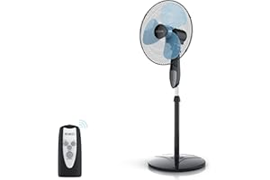 ‎BRANDSON Brandson - Standventilator mit Fernbedienung Standlüfter - Ventilator höhenverstellbarer Standfuß - Neigungswinkel verstellbar - 50W - 3 verschiedene Geschwindigkeitsstufen - Oszillationsfunktion 80°