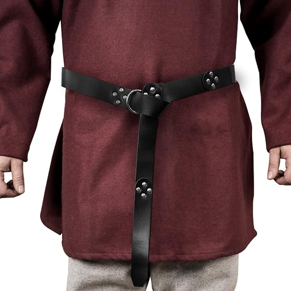Cintura Medievale In Pelle Mythrojan - Cintura Vichinga Con Anello A O - 100% Pelle Pieno Fiore Per Eventi LARP, Rinascimentali E Costumi - Marrone, 127 Cm (50 Inches) - 5