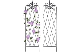 SCENDOR Garden Trellis for Climbing Plants 59inch x15inch Rustproof Metal Vine Trellises for Outdoor Climbing Plants Support Structures A (150cm) 2Pack