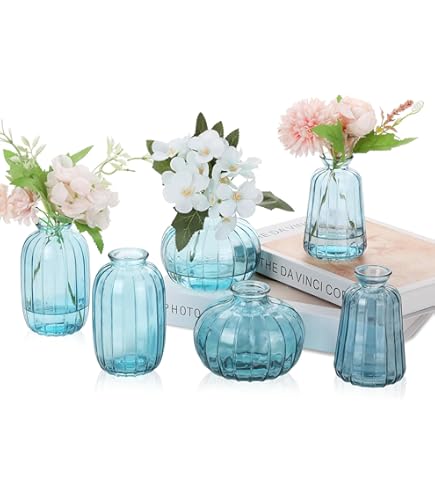 NUPTIO Lot De 6 Petits Vases à Fleurs En Verre Doré Pour Centre De