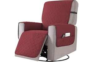 Astis Fundas para Sillas Reclinables, Funda Sofa 1 Plaza Fundas Sillon Relax with Pockets Non-Slip Fabric Couch Cover, Antimanchas y Antiarañazos, Fundas Lavables para Sillas Reclinables (Burdeos, S)