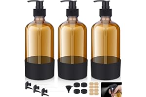 TranRantic 3 Piezas Pulverizador Cristal, 480ml Botellas de Vidrio Ámbar con Boquilla Ajustable, Botella Spray Pulverizador Cristal Recargable para Limpieza Regar Plantas Cuidado del Cabello