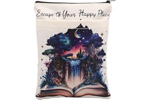 KEYCHIN Funda de libro para libros, regalos para bibliófilos, escapa a tu lugar feliz, protector de fundas de libros para amantes de la lectura, regalos de bibliotecarios (lugar de escape)