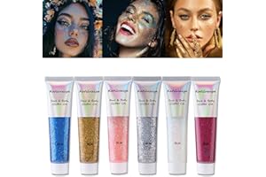 KATILUXIYA 6 Color Face Girl Body Glitter Gel, Face & Body & Eye & Lip Festival Holographic Glitter for Party (6PCS)