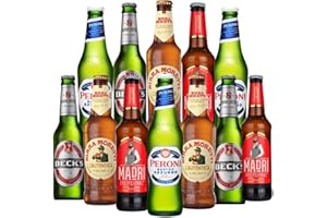 BEER HUNTER Premium World Lager Mixed Case Gift Set of 12 Beers (Birra Moretti, Peroni, Becks, Madri Beer) - Beer Selection, Beer Gift for Men, Beer Hamper, Gifts for Men Beer, Hamper for Men, Beer Bottles,
