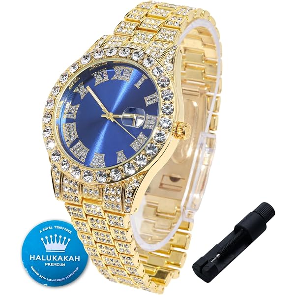 Montre Garçon HALUKAKAH Or 18K Et Diamants - Cadran Bleu/Vert/Rouge 42mm Quartz Japonais