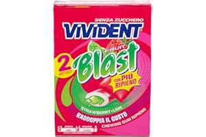 Vivident Blast Fruit, Chewing Gum, Gusto Fragola, Limone, Senza Zucchero, Senza Glutine, Confezione da 2 Astucci di Gomme da Masticare Ripiene, Ideali da Condividere e per una Freschezza a Lungo