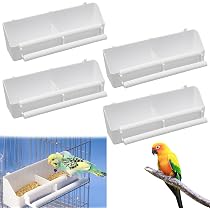Sxutop 4 Stck Kunststoff Futternapf Vgel Vogelnapf zum Einhngen  Futternapf Vogelkfig Lange Vogelfutterspender mit Fach und Haken fr  Sittiche Papageien Wellensittiche Turteltauben(Wei) : Amazon.de: Haustier