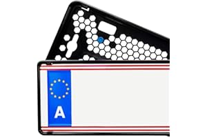 EUROSNAP Kennzeichenhalter Rahmenlos Schwarz 2er Set für Österreich & Deutschland - Inklusive Montageanleitung & Vibrationsdämpfer