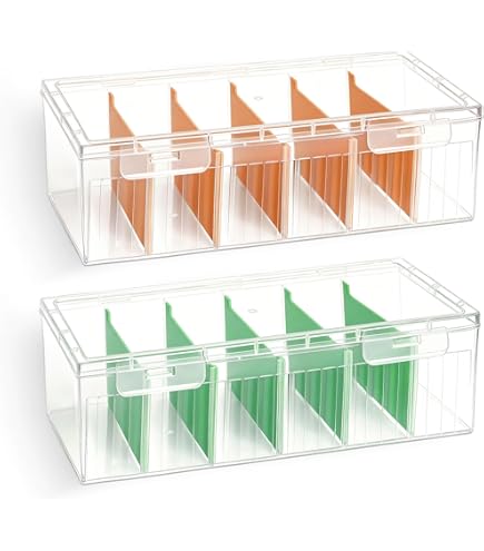 PANYI Karteikarten Box Sammelkarten Aufbewahrungsbox 8 Fächer, Fasst ca. 700 Karten Herausnehmbare Trennwände, Transparentes mit Deckel,Geeignet für Speicherkarten, Visitenkarten und Notizkarten