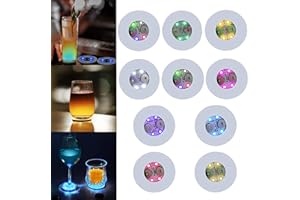 CDIYTOOL 20 posavasos LED redondos con luces adhesivas para botella de licor de vino, fiesta de bebidas, fiesta de bar (50 unidades)