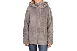 DENIMFY DFMila, giacca in pile da donna con cappuccio, giacca invernale per le mezze stagioni, con chiusura lampo, con cappuccio, 100% poliestere, grigio, nero, antracite, S, M, L, XL, XXL