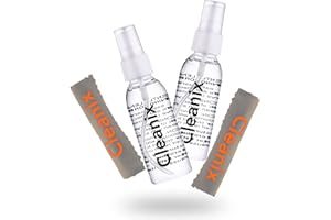 CLEANIX Alcohol Free Glasses Cleaner Kit (Set of 2) with (2) Microfiber Cloths - Eyeglass Cleaning Spray Bottle - Lens Cleaner in a Travel Kit - Also for Computer and Laptop Screens - Safe For All Lenses