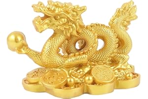 YeBon 2024 Chinese New Year Feng Shui Dragon Statue Ornaments for Wealth and Fortune Symbol Prosperity Home Office Decor