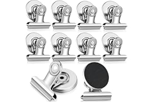 SWIHORAB 10 Pack Magnetic Clips Heavy Duty, Silver Fridge Magnet Clips Scratch-Resistant Fridge Magnets with Clips Strong Whiteboard Magnet for Notice Board, Kitchen, Office, Display